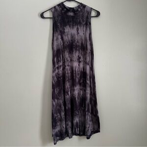 Ginger G - Unique Sleeveless Mock Neck Tie-Dye Print - Black and Gray - Size L